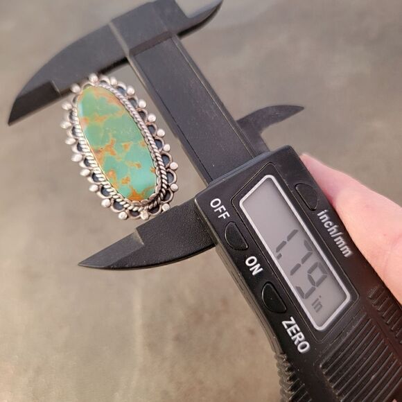 Vintage Navajo Beaded Large Oval Royston Turquoise Statement Ring - Picture 13 of 13